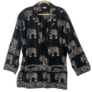 Zebra abstract art to wear unisex collared cardigan jacket. Size Large